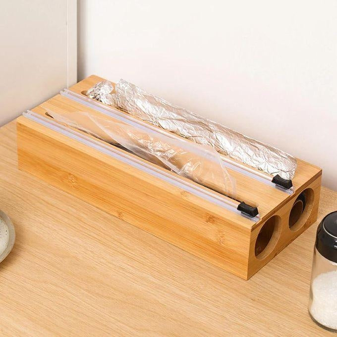 موزع أوراق المطبخ 3 في 1 من خشب البامبو الطبيعي (أحجام صغيرة فقط)