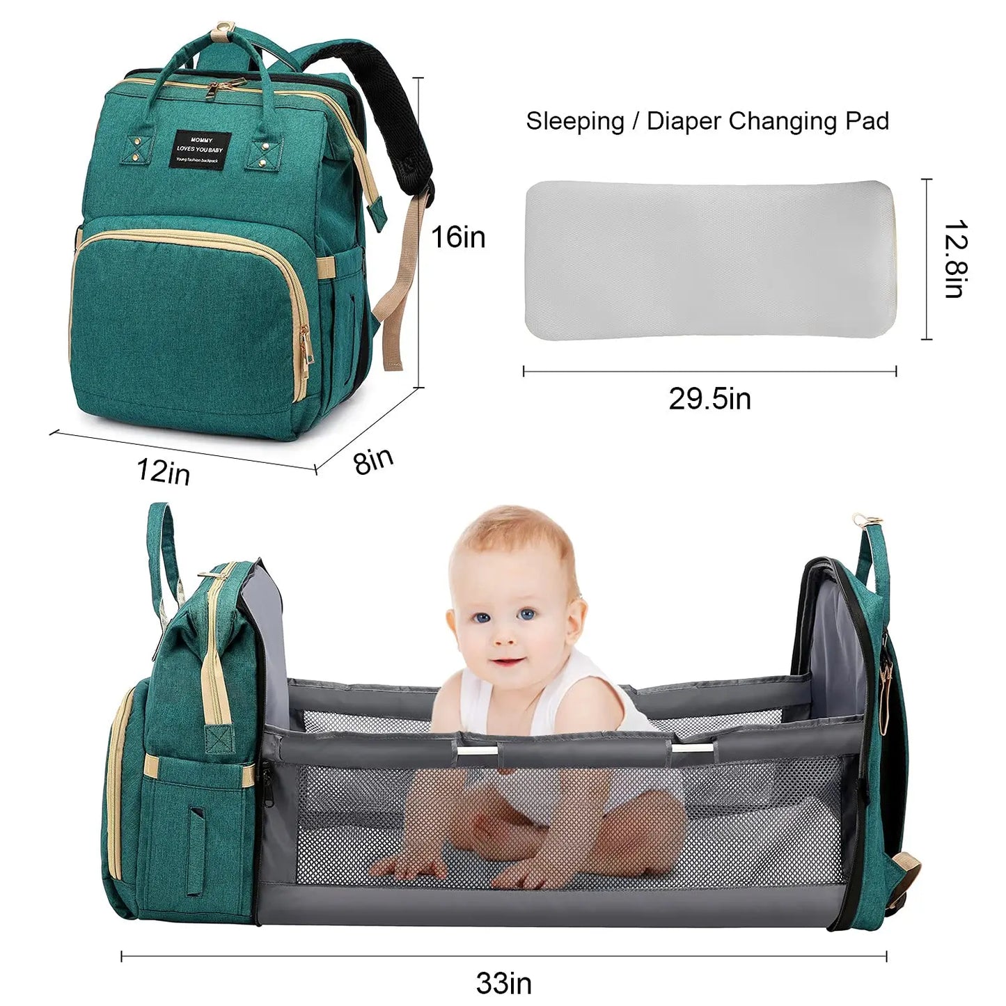 Sac à dos et landau pour bébé pliable 3in1