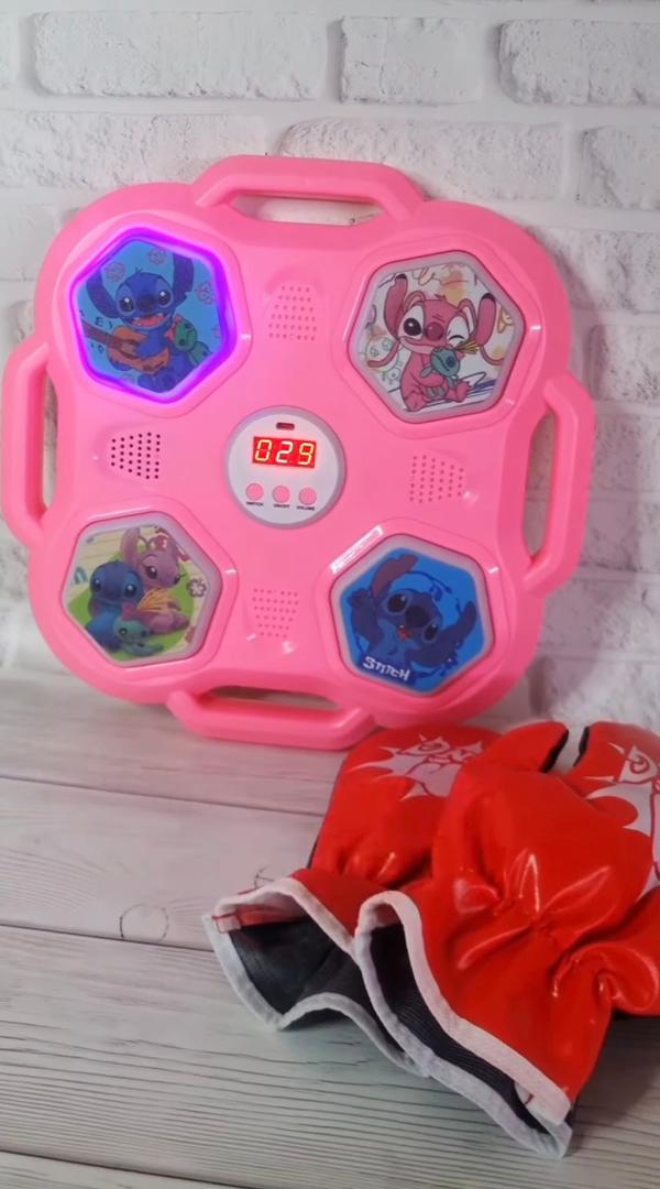 Machine de Boxe Stitch Musicale Rose – آلة الملاكمة الموسيقية للأطفال
