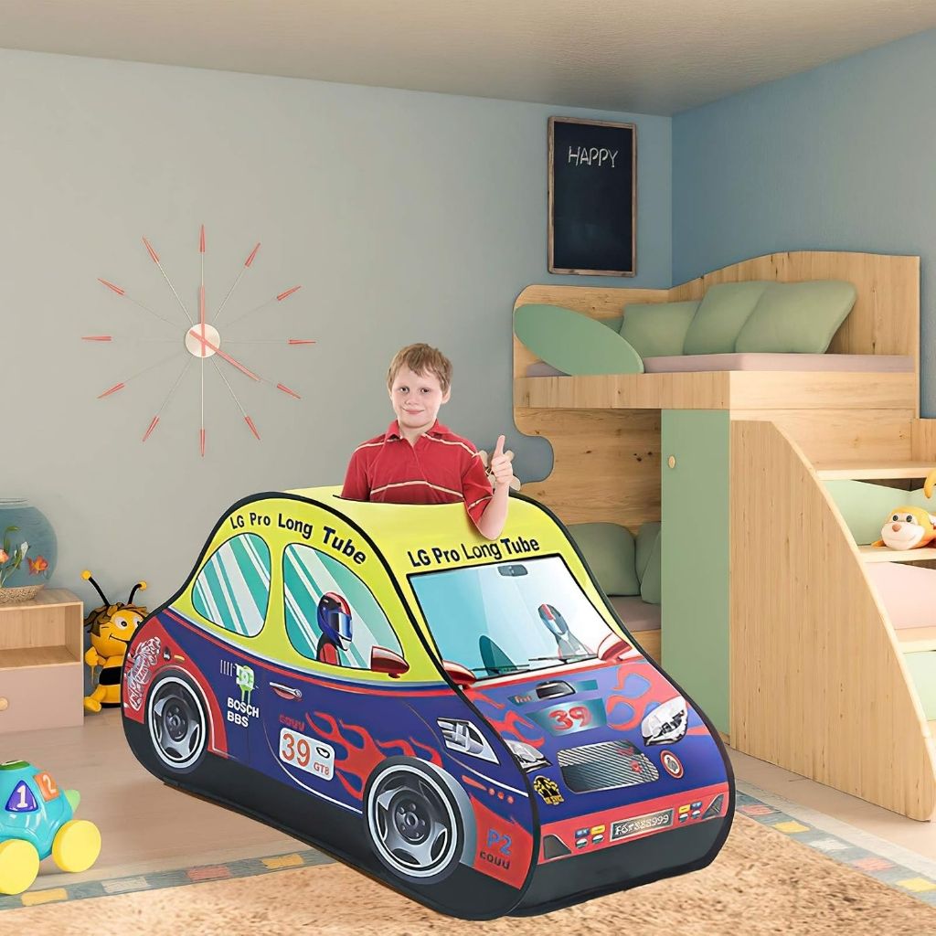 Tente de Jeu Voiture de Course Pop-Up pour Enfants – خيمة لعب سيارة سباق للأطفال مع 50 كرة بلاستيكية