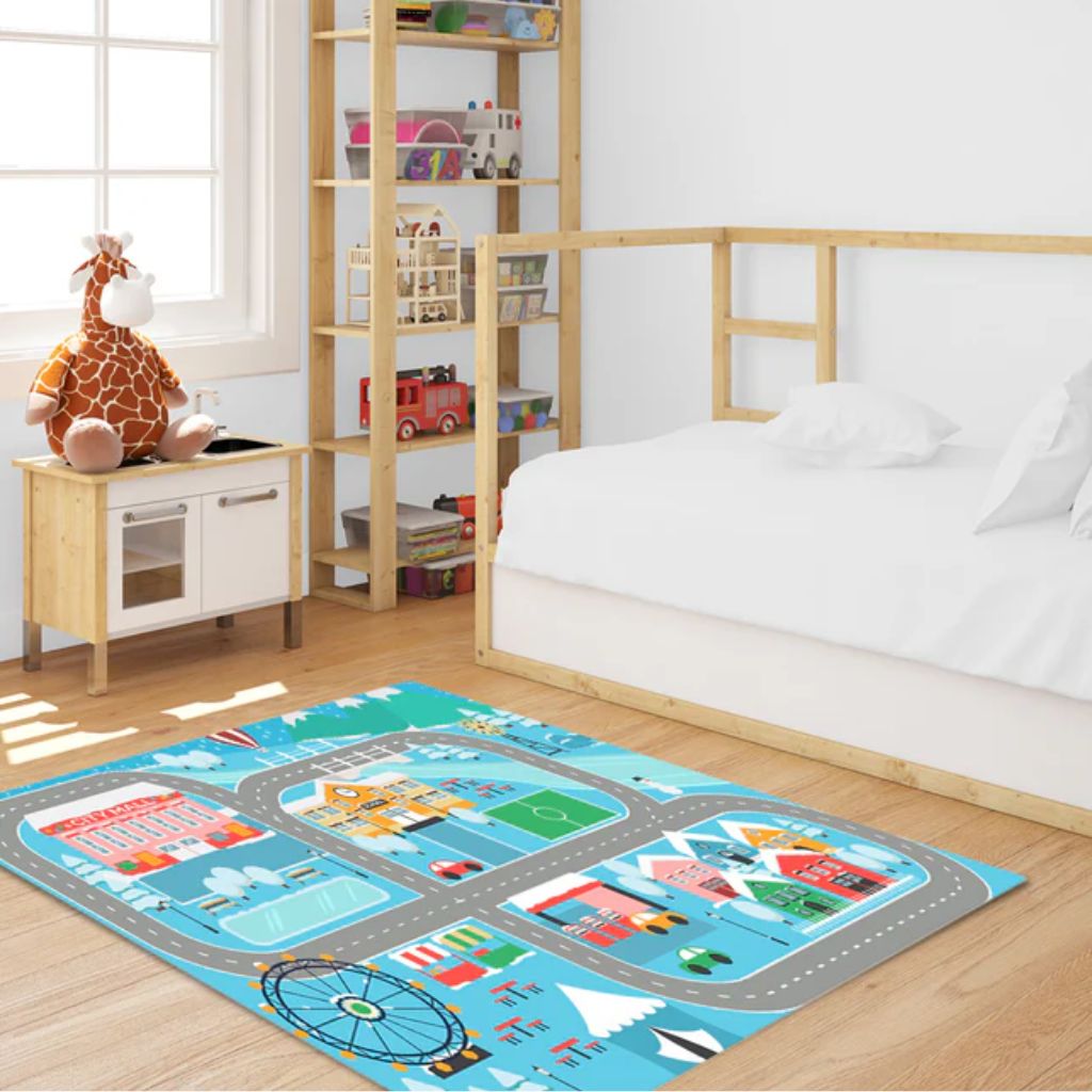 Tapis de Jeu Circuit Voiture pour Enfants 120x155cm – سجادة لعب للأطفال على شكل مسار سيارات