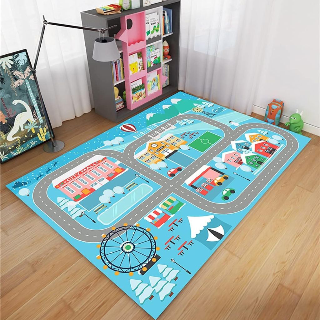 Tapis de Jeu Circuit Voiture pour Enfants 120x155cm – سجادة لعب للأطفال على شكل مسار سيارات