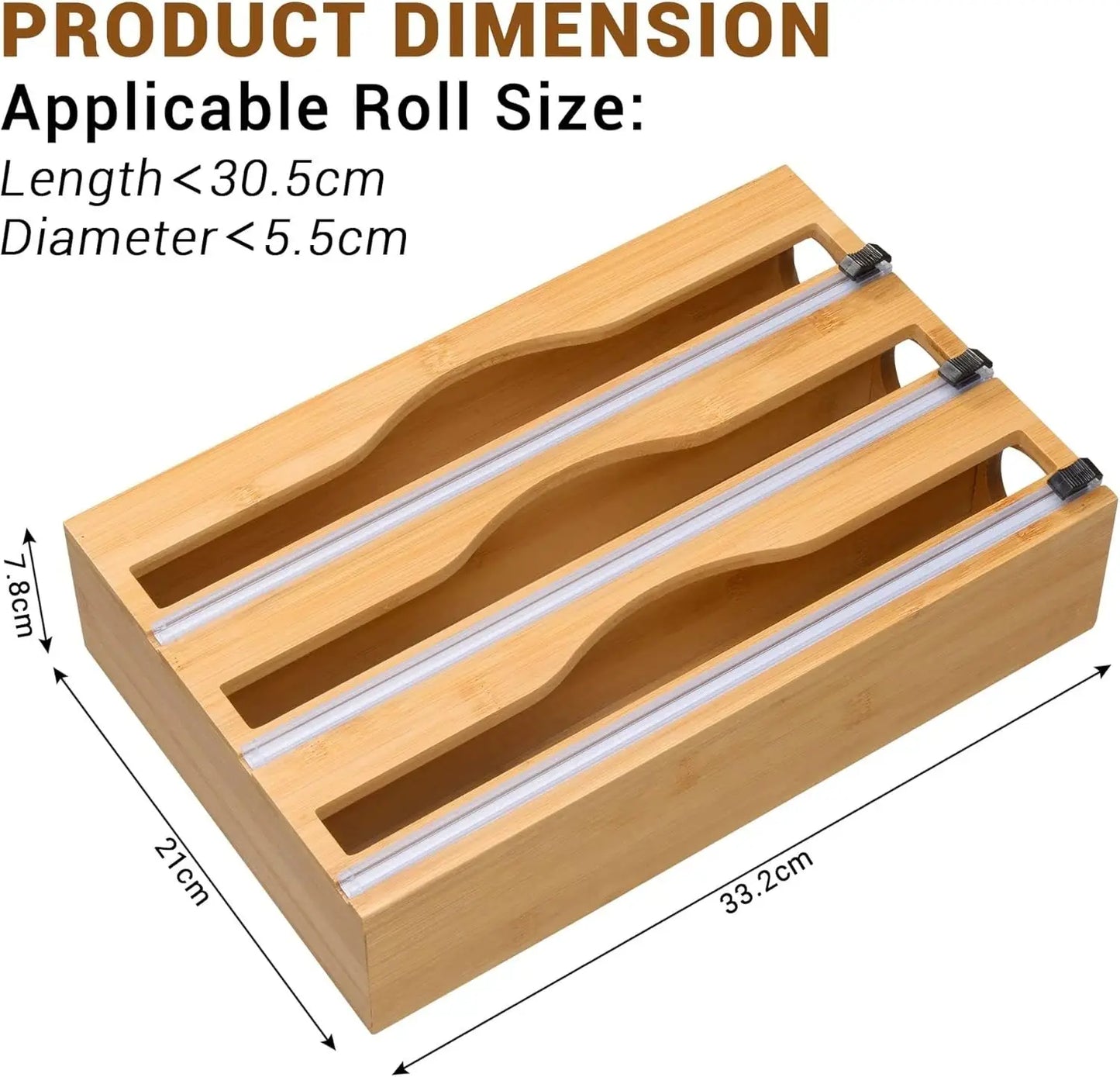 موزع أوراق المطبخ 3 في 1 من خشب البامبو الطبيعي