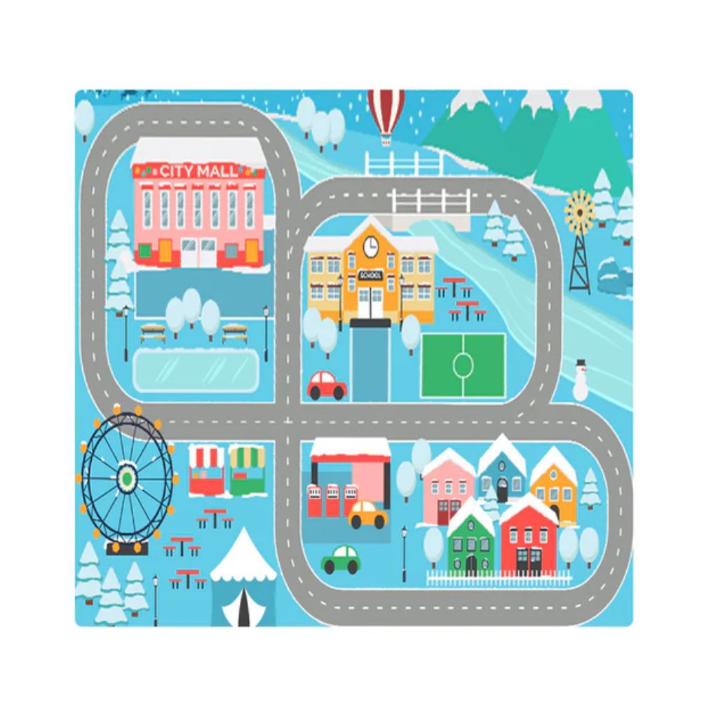 Tapis de Jeu Circuit Voiture pour Enfants 120x155cm – سجادة لعب للأطفال على شكل مسار سيارات