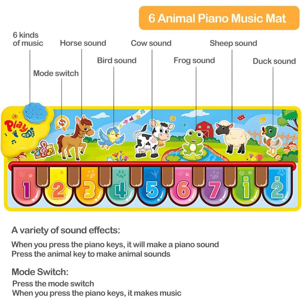 Tapis de Piano Musical pour Enfants 3-6 Ans – حصيرة بيانو موسيقية للأطفال